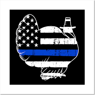 Thin Blue Line Turkey Thanksgiving Posters and Art